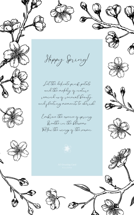 Japanese style greeting card design. Spring hand-drawn vector illustration. Sakura, cherry blossom sketches. Wedding invitation template. NOT AI genereted